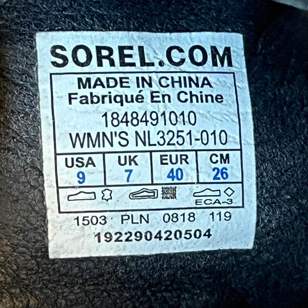 Sorel Out n About Plus Slide Sandals Black‎ Leather Womens 9 UK 7 EU 40 - Picture 8 of 8